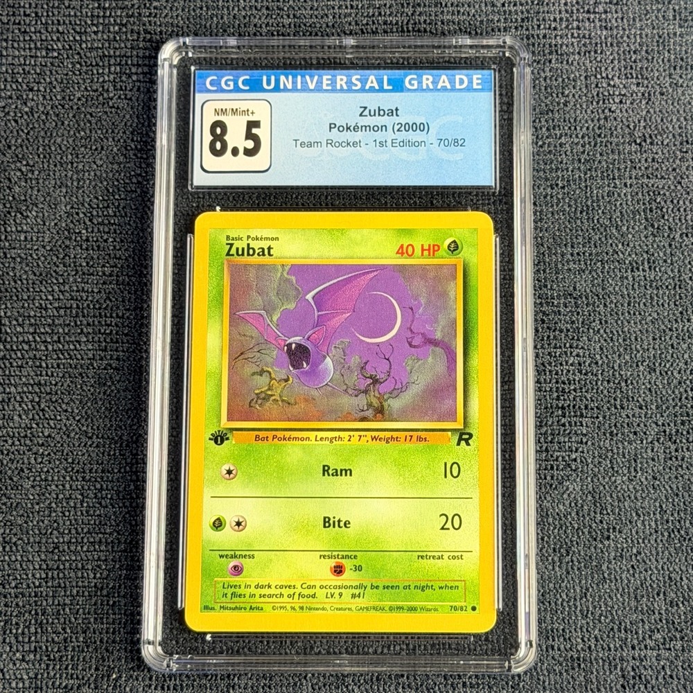 Pokemon Zubat 70/82 1st Ed. CGC 8.5 NM/M+ Blue Label TCG 2000 Team Rocket WotC